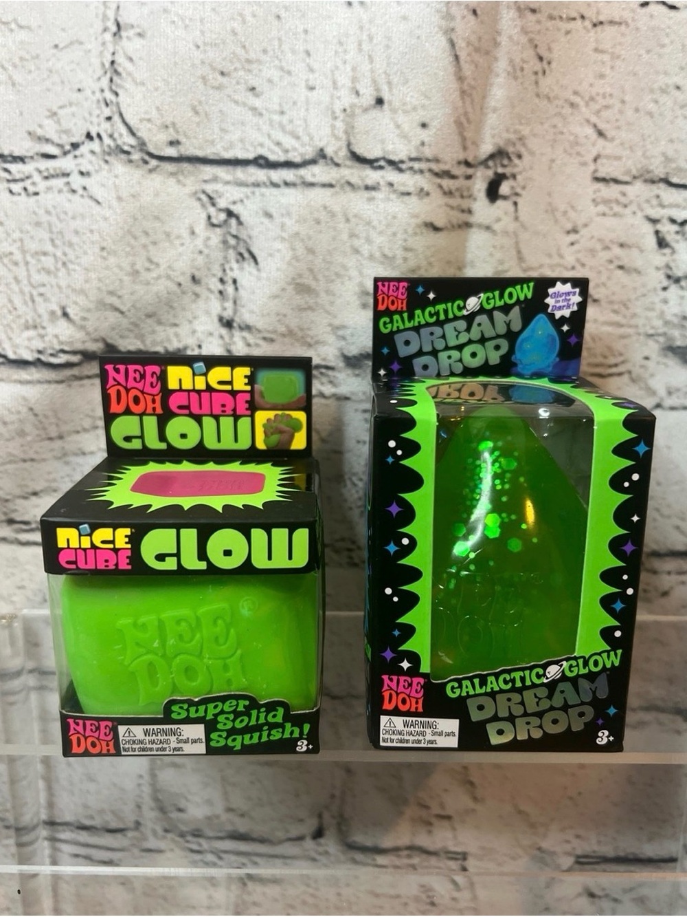 RARE FIND! Glow in the Dark NeeDoh Nice Cube Glow + Galatic Glow DreamDrop